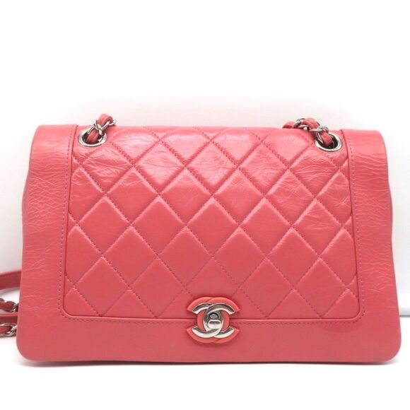 CHANEL ENAMEL CC PINK QUILTED LEATHER SINGLE FLAP BAG SMALL CROSSBODY - Picture 1 of 11